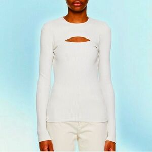 NWT Agolde ‘Lyza’ Cut Out Rib Knit Long Sleeve Shirt In “Powder” Size XS